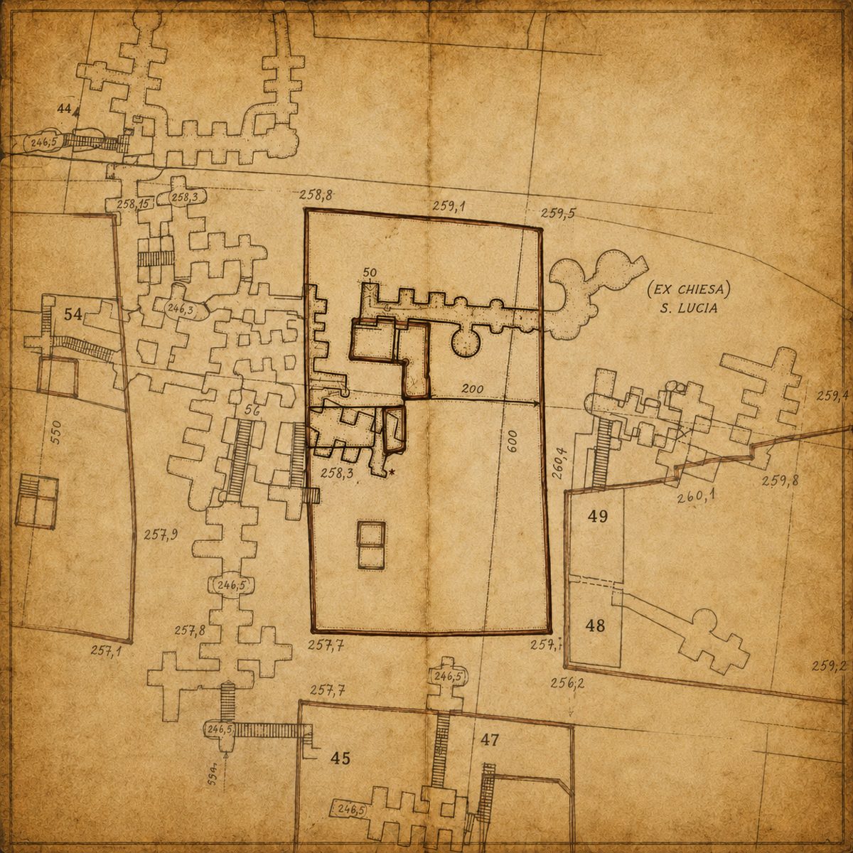 Mappa dei cunicoli delle Grotte di Osimo